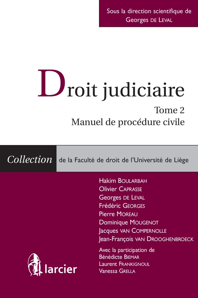 Droit judiciaire - Hakim Boularbah, Olivier Caprasse, Georges de Leval, Frédéric Georges, Pierre Moreau, Dominique Mougenot, Jacques van Compernolle, Jean-François van Drooghenbroeck - Éditions Larcier