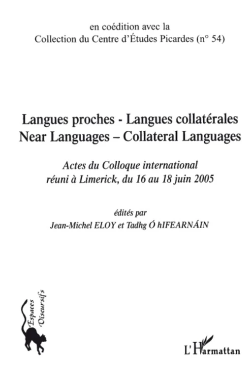 Langues proches - Langues collatérales - Jean-Michel Eloy - Editions L'Harmattan