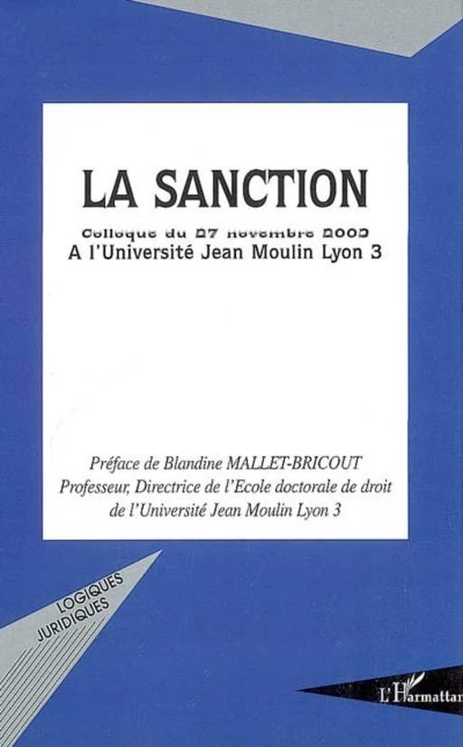 La sanction -  - Editions L'Harmattan