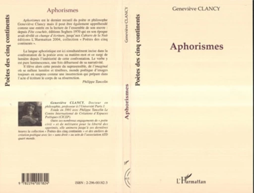 Aphorismes - Geneviève Clancy - Editions L'Harmattan