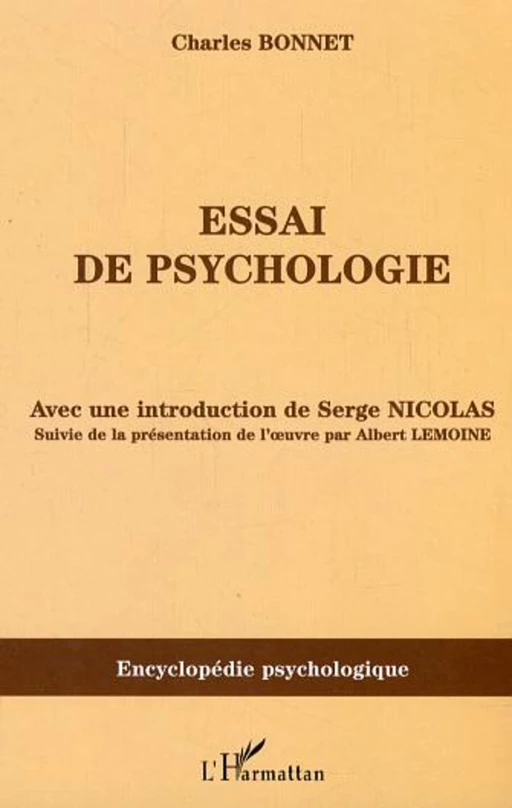 Essai de psychologie - Charles Bonnet - Editions L'Harmattan