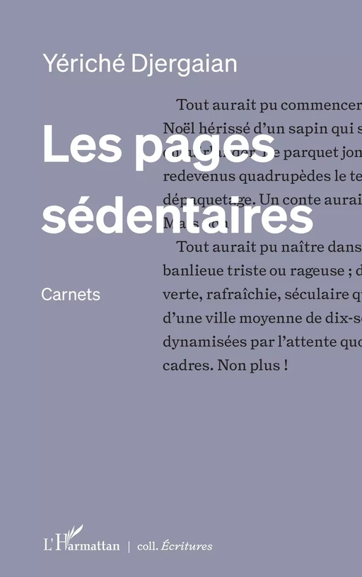 Les pages sédentaires - Yériché Djergaian - Editions L'Harmattan