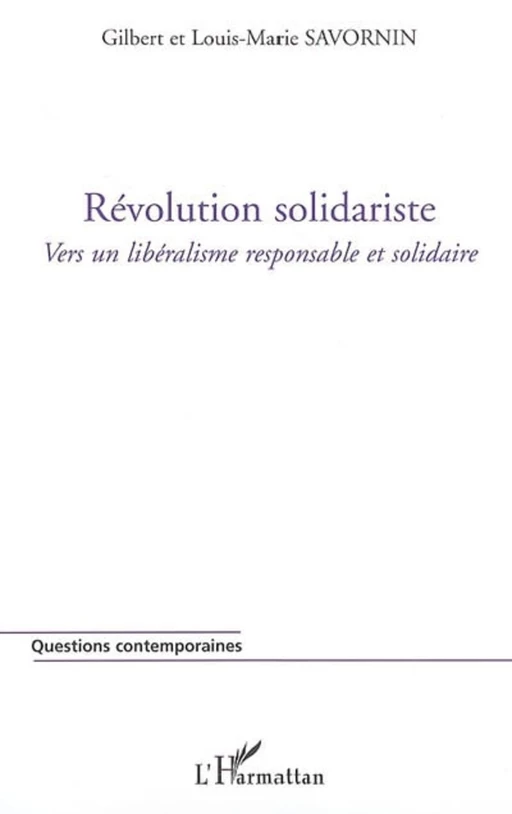 Révolution solidariste - Louis-Marie Savornin, Gilbert Savornin - Editions L'Harmattan