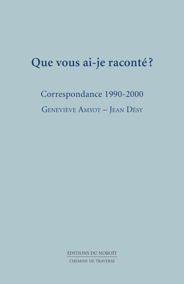 Que vous ai-je raconté ? - Geneviève Amyot, Jean Désy - Éditions du Noroît