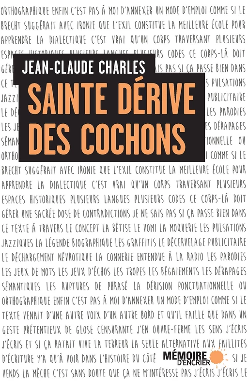 Sainte dérive des cochons - Jean-Claude Charles - Mémoire d'encrier