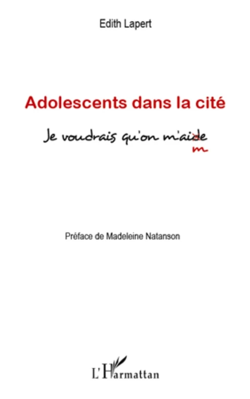 Adolescents dans la cité - Edith Lapert - Editions L'Harmattan