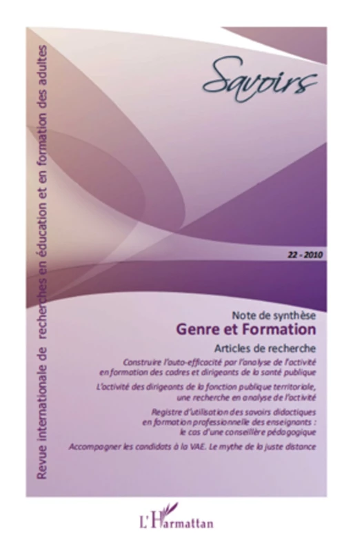 Genre et Formation - Claudie Solar, Edmée Ollagnier, Marc Nagels, Danielle Fournier, Laurence Durat, Jean-Paul Dugal, Chantal Amade-Escot, Philippe Crognier - Editions L'Harmattan