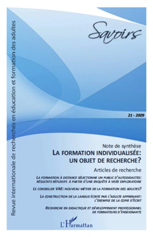 La formation individualisée: un objet de recherche ? - Claudie Solar, Gilles Pinte, Patrick Mayen, Arnim Kaiser, Michel Jean, Stéphane Brau-Anthony, Bernard Balas, Cédric Frétigné, François Aballea, Brigitte Albero - Editions L'Harmattan