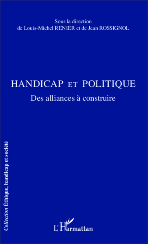 Handicap et politique - Louis-Michel Renier, Jean Rossignol - Editions L'Harmattan