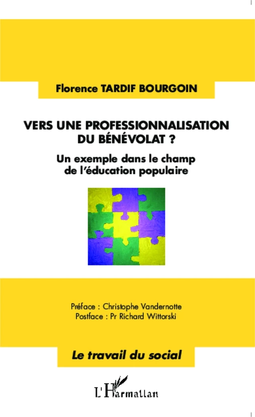 Vers une professionnalisation du bénévolat ? - Florence Tardif Bourgoin - Editions L'Harmattan