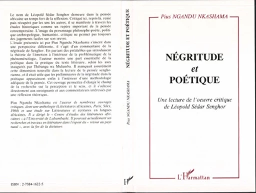 Négritude et poétique - Pius Nkashama Ngandu - Editions L'Harmattan