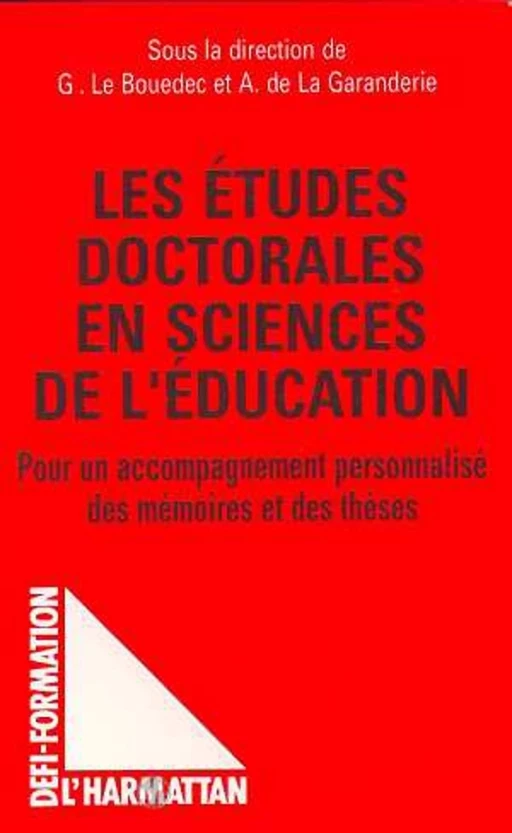 Les études doctorales en sciences de l'éducation - Guy Le Bouëdec - Editions L'Harmattan