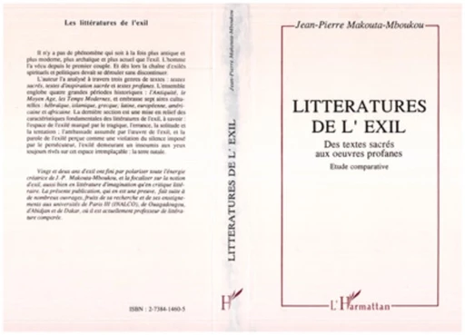 Littérature de l'exil - Jean-Pierre Makouta-Mboukou - Editions L'Harmattan