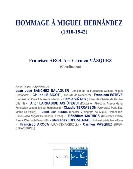 Hommage à Miguel Hernández -  - Indigo - Côté femmes