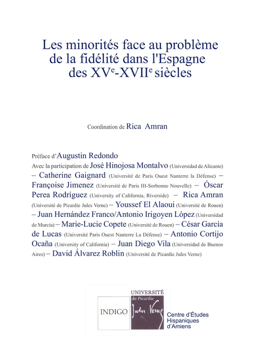 Les minorités face au problème de la fidélité dans l'Espagne des XVe-XVIIe siècles -  - Indigo - Côté femmes