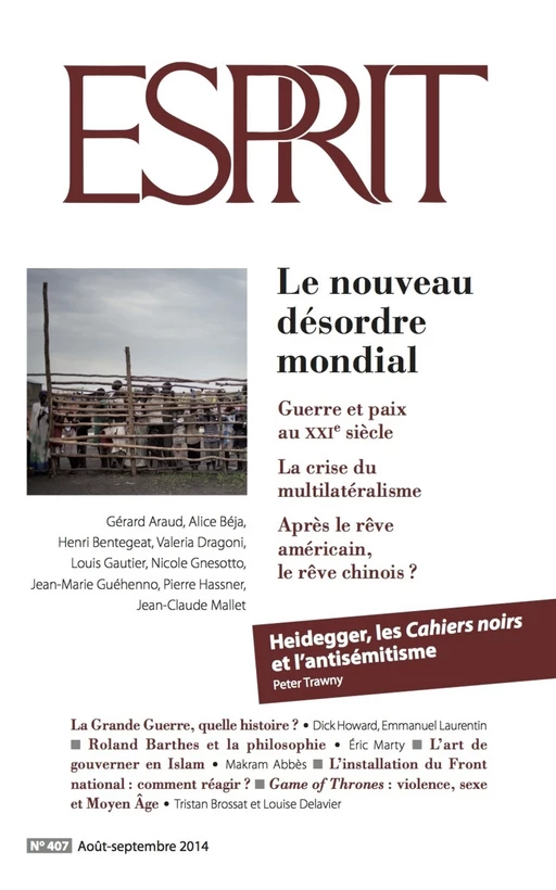 Esprit août-septembre 2014 - Le nouveau désordre mondial -  Collectif - Revue Esprit