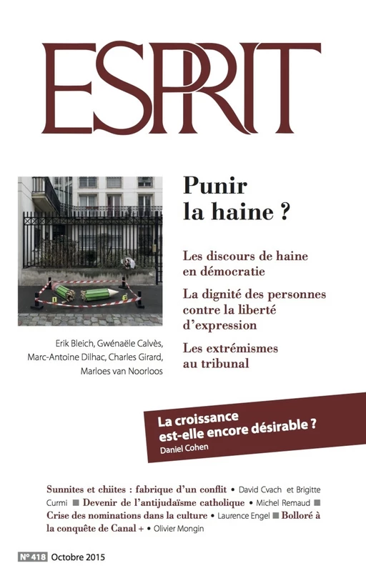 Esprit octobre 2015 - Punir la haine ? -  Collectif - Revue Esprit