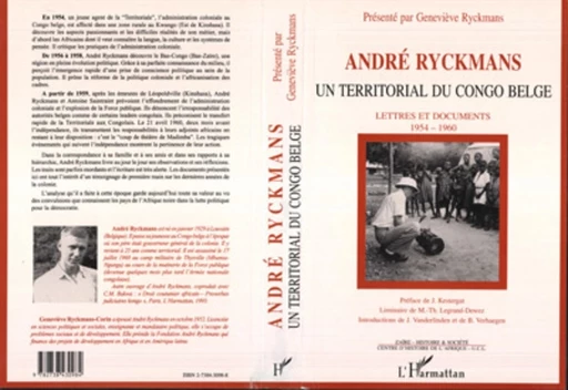 André Ryckmans, un territorial du Congo belge - Geneviève Ryckmans - Editions L'Harmattan