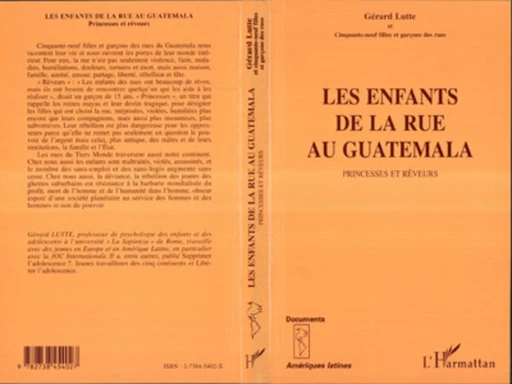 Les enfants de la rue au Guatamala - Gérard Lutte - Editions L'Harmattan