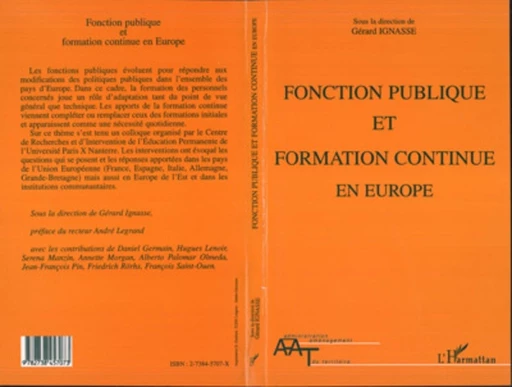 Fonction publique et formation continue en Europe - Gérard Ignasse - Editions L'Harmattan