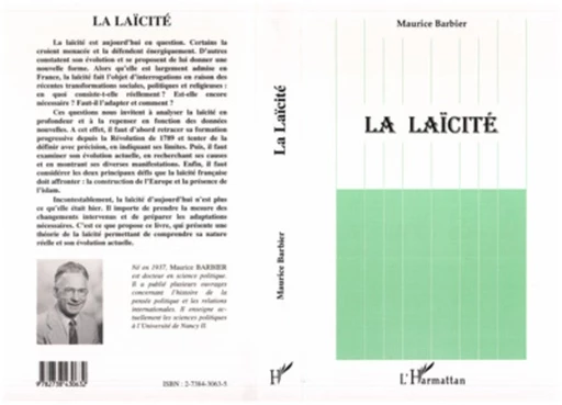 La laïcité - Maurice Barbier - Editions L'Harmattan