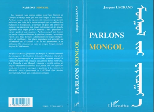 Parlons mongol - Jacques Legrand - Editions L'Harmattan