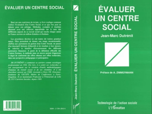 EVALUER EN CENTRE SOCIAL - Jean-Marc Dutrenit - Editions L'Harmattan