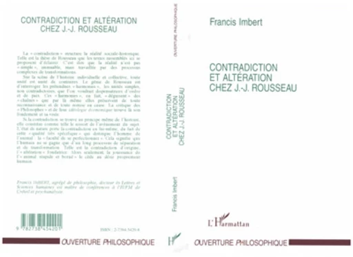 Contradiction et altération chez J.J.Rousseau - Francis Imbert - Editions L'Harmattan