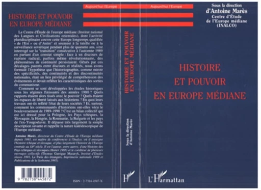 Histoire et pouvoir en Europe médiane - Antoine Marès - Editions L'Harmattan