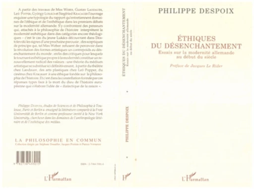 Ethiques du désenchantement - Philippe Despoix - Editions L'Harmattan