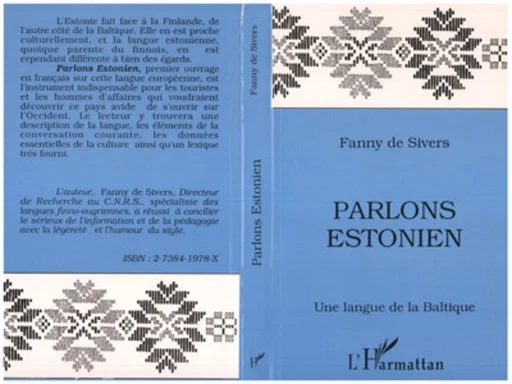 Parlons estonien - Fanny De Sivers - Editions L'Harmattan