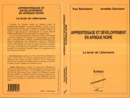 APPRENTISSAGE ET DÉVELOPPEMENT EN AFRIQUE NOIRE - Amédée Odunlami, Paul Bachelard - Editions L'Harmattan