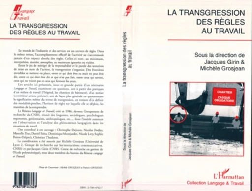 La transgression des règles au travail - Jacques Girin - Editions L'Harmattan