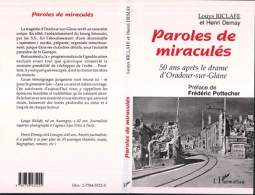 Paroles de miraculés - Henri Demay - Editions L'Harmattan