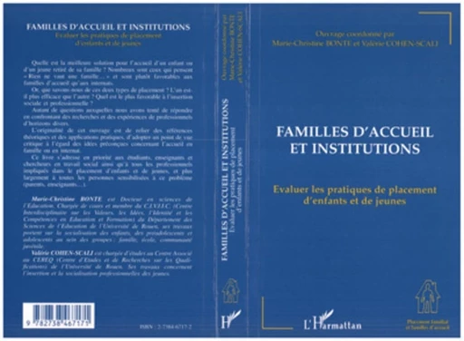 Familles d'accueil et Institutions -  - Editions L'Harmattan