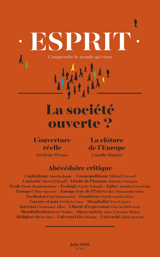 Esprit juin 2018 La société ouverte ? - Camille Riquier, Frédéric Worms - Editions Esprit