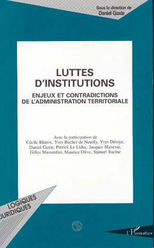 LUTTES D'INSTITUTIONS -  - Editions L'Harmattan