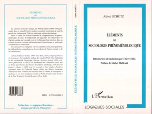 Éléments de Sociologie Phénoménologique - Thierry Blin, Alfred Schütz - Editions L'Harmattan