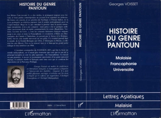 Histoire du Genre Pantoun - Georges Voisset - Editions L'Harmattan