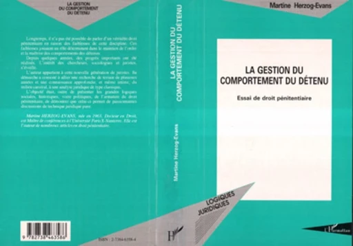 La Gestion du Comportement du Détenu - Martine Herzog-Evans - Editions L'Harmattan