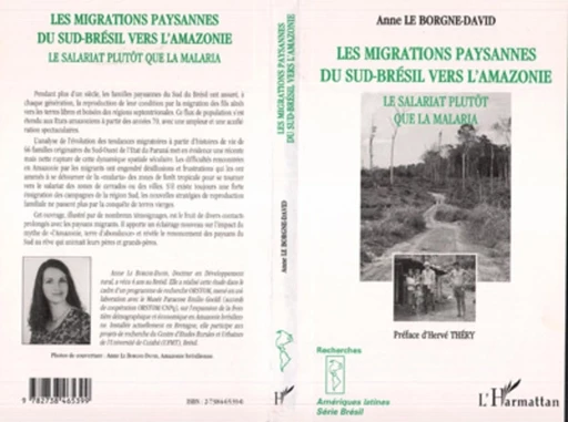 Les Migrations Paysannes du Sud-Brésil vers l'Amazonie - Anne Le Borgne-David - Editions L'Harmattan