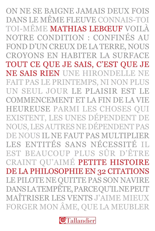 Tout ce que  je sais, c'est que je ne sais rien - Mathias LEBOEUF - Tallandier