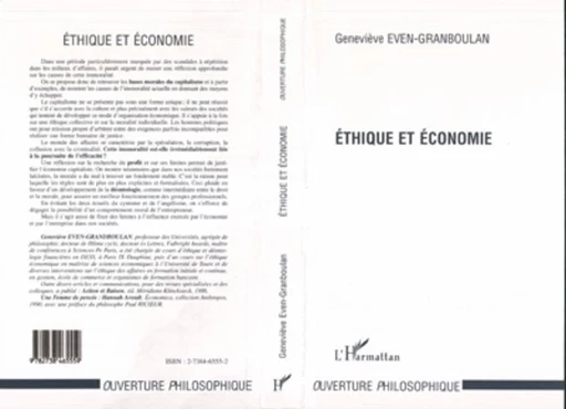 Ethique et Économie - Geneviève Even-Granboulan - Editions L'Harmattan