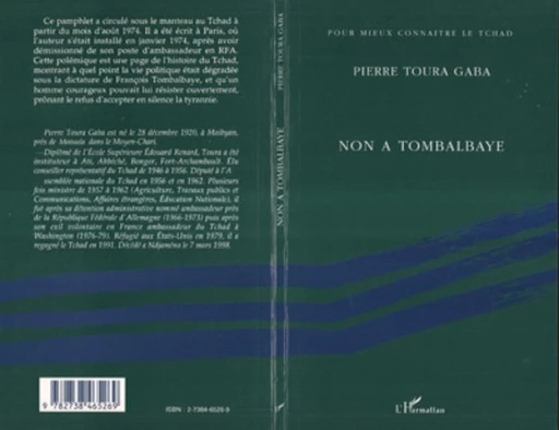 Non à Tombalbaye - Pierre Toura Gaba - Editions L'Harmattan