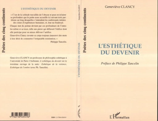 L'ESTHETIQUE DU DEVENIR - Geneviève Clancy - Editions L'Harmattan