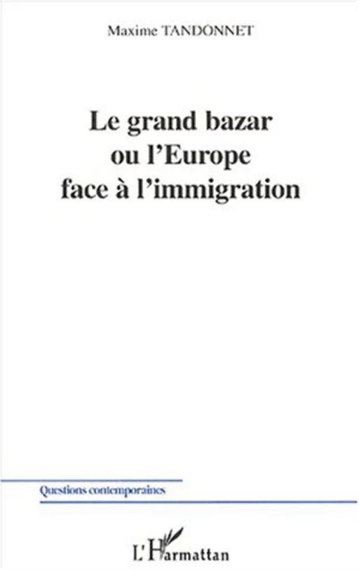 LE GRAND BAZAR OU L'EUROPE FACE À L'IMMIGRATION - Maxime Tandonnet - Editions L'Harmattan