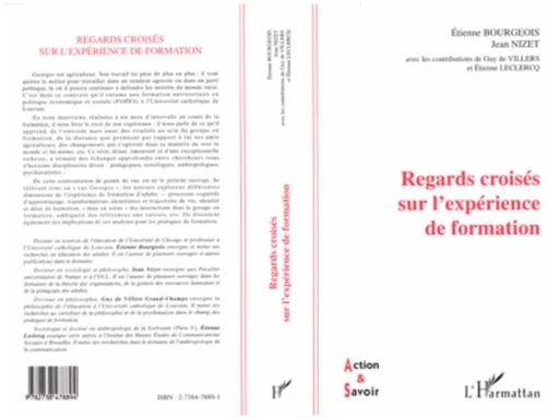 REGARDS CROISES SUR L'EXPERIENCE DE FORMATION - Jean Nizet, Étienne Bourgeois - Editions L'Harmattan