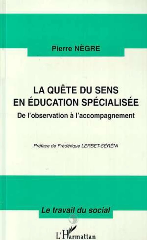 LA QUETE DU SENS EN EDUCATION SPECIALISEE - Pierre Nègre - Editions L'Harmattan