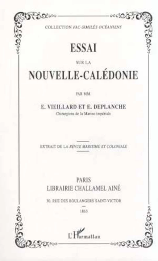 ESSAI SUR LA NOUVELLE-CALÉDONIE -  - Editions L'Harmattan