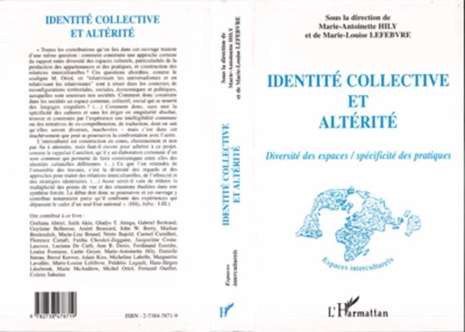 IDENTITÉ COLLECTIVE ET ALTÉRITÉ - Marie-Louise Lefebvre - Editions L'Harmattan